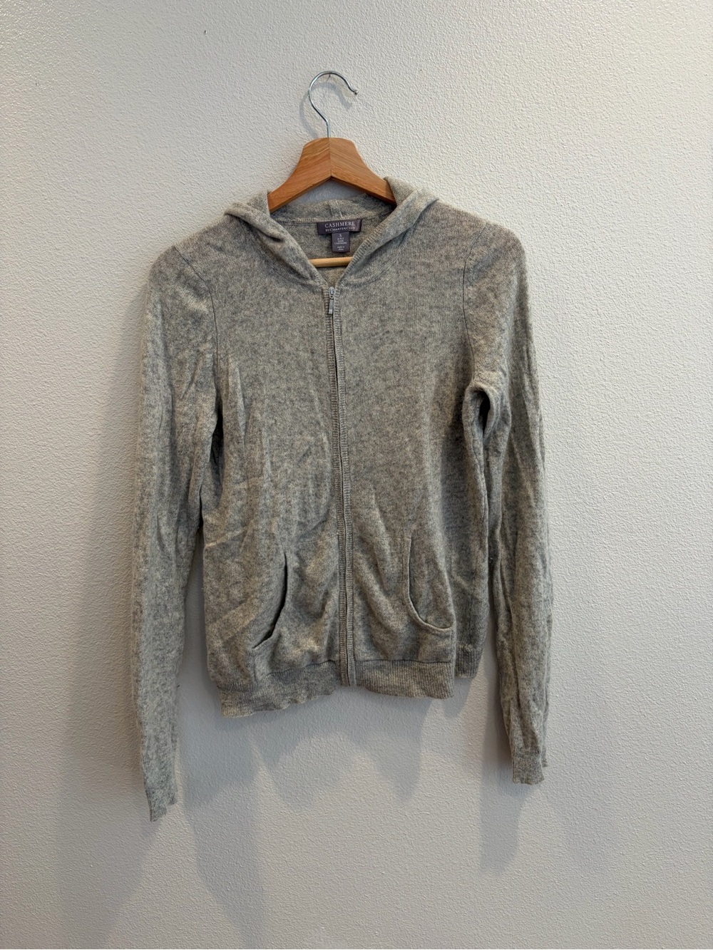 Charter Club Light Gray 100% 2-Ply Cashmere Blend Zip Hoodie